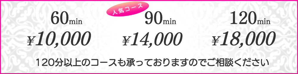 出張マッサージ出張エステシスパ東京のヒーリングタイ古式マッサージの料金表